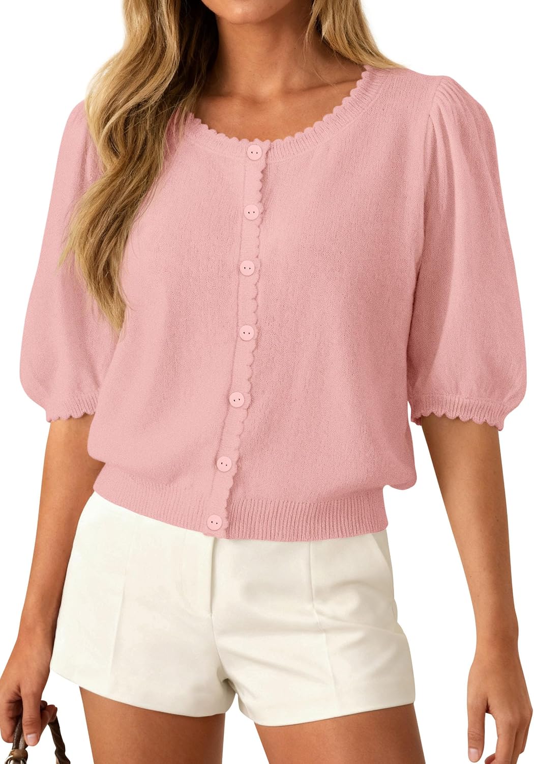 PRETTYGARDEN Women Short Sleeve Lightweight Knit Cardigans