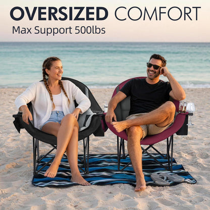 Oversized Camping Chairs for Adults - Heavy Duty Padded Outdoor Camp Chair