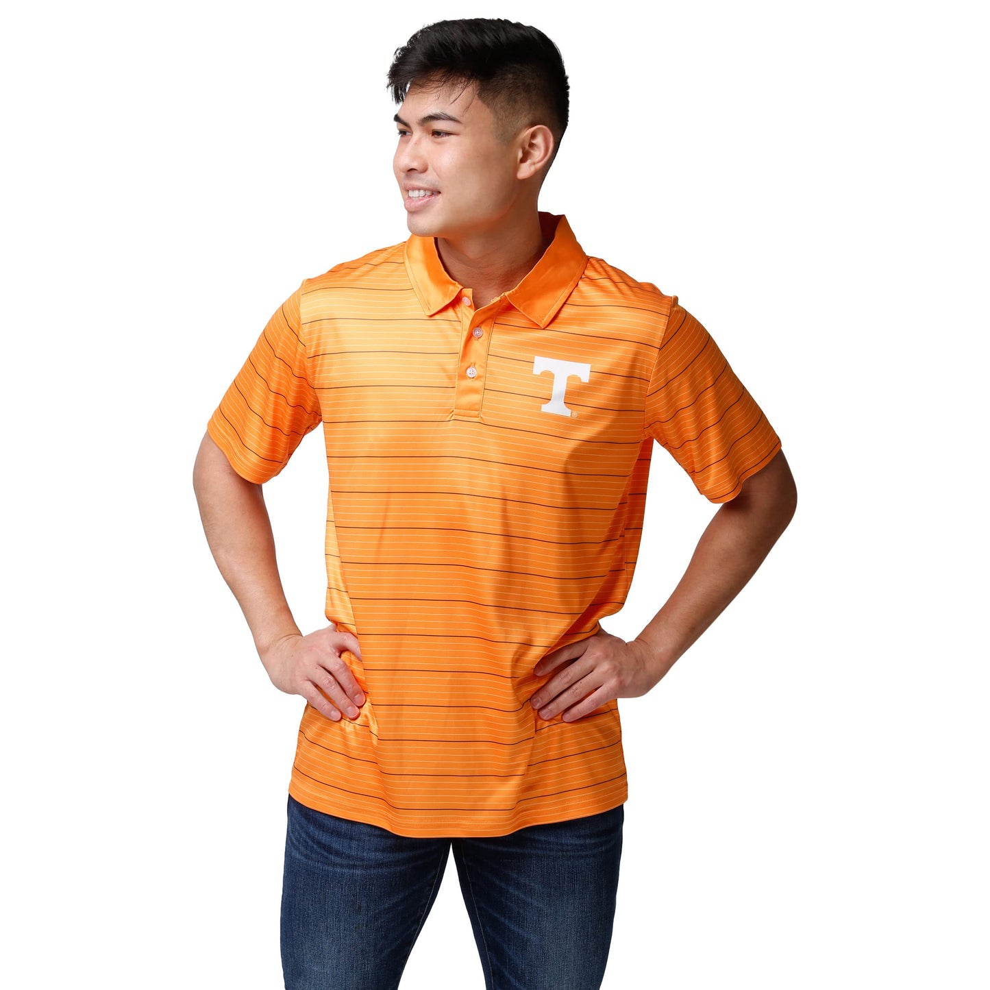 FOCO NCAA Mens NCAA College Team Logo Striped Polyester Polo Short Sleeve Shirt