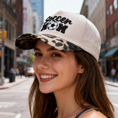 Soccer Mom Trucker hat - Embroidered Adjustable Vintage Sport Mama Baseball Caps Beige