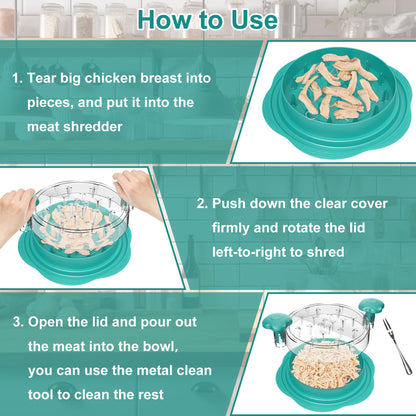 SURETIVIAN Chicken Shredder Tool Twist Large Chicken Breast Shredder with Brush&Fork, Visible Meat Shredder Machine, Anti-Slip Strip, Ergonomic Handle, BPA Free, Pork Beef Chicken(Hot Pink)