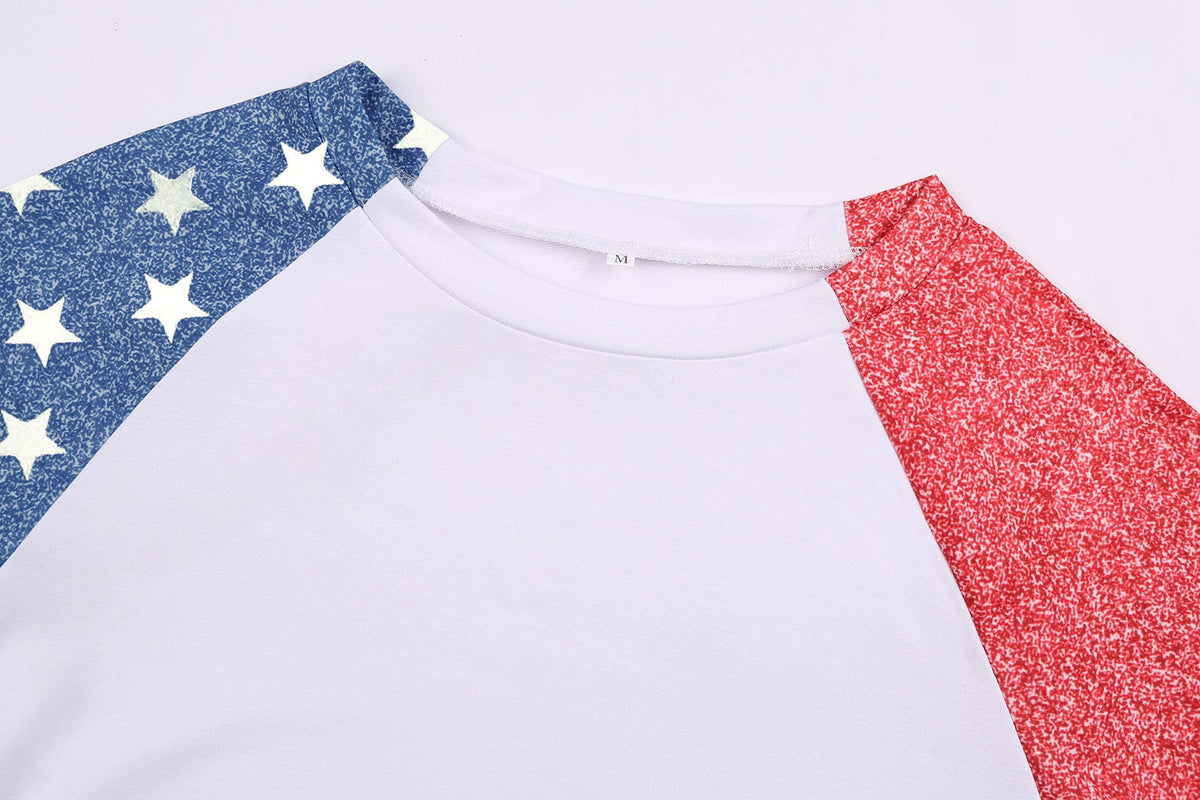 Womens Long Sleeve Baseball Mom American Flag Star Sweatshirt