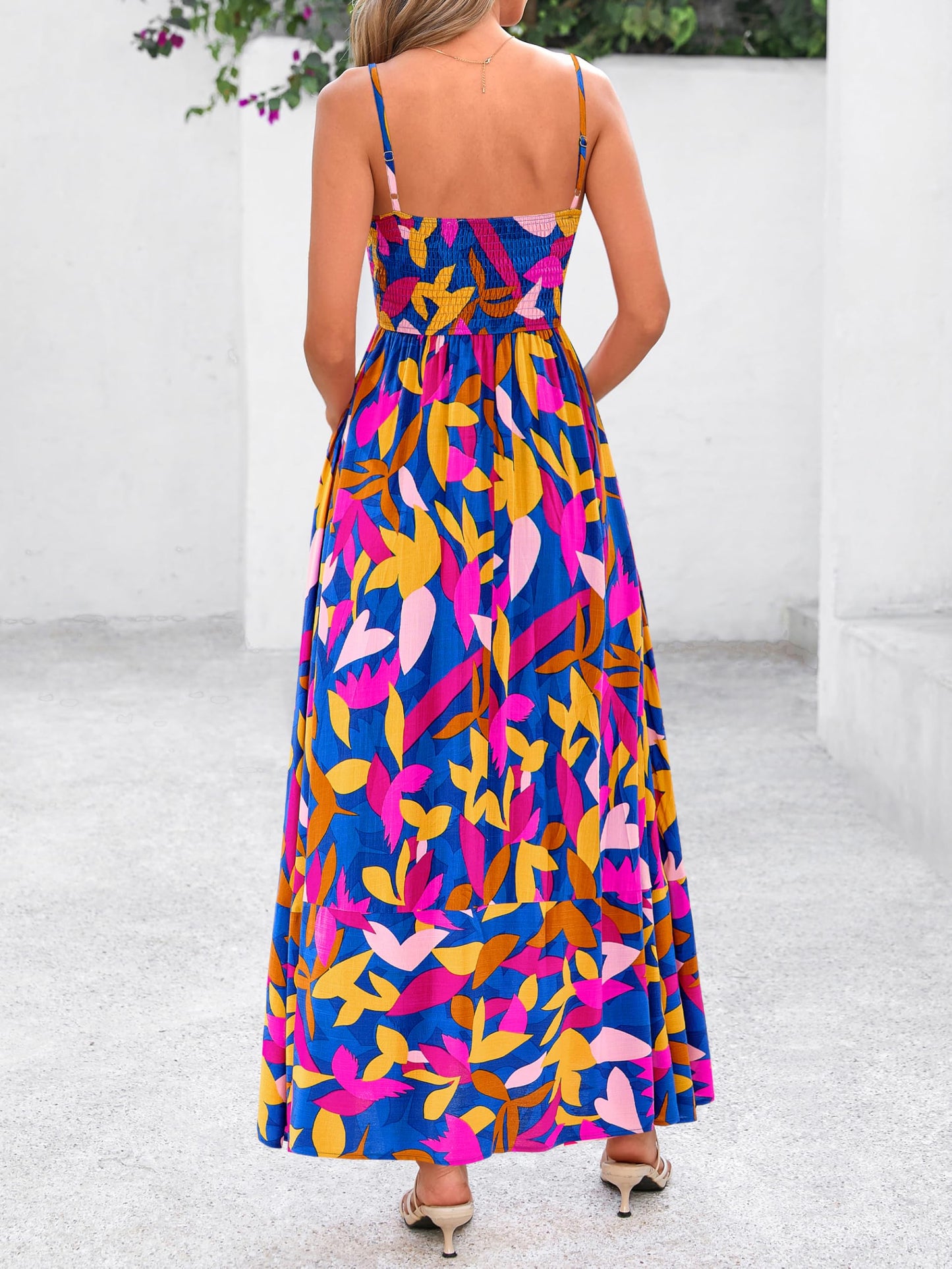 PRETTYGARDEN Women’s Boho Floral Striped Summer Maxi Dress