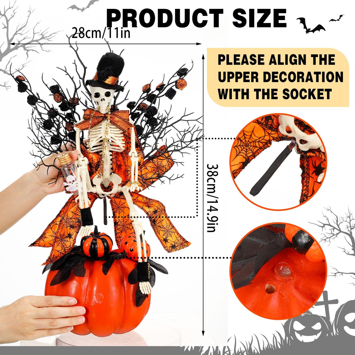 Daifunli Halloween Table Centerpieces Decorations Witch Boot and Pumpkin Artificial Flowers Halloween Tabletop Decorations for Home Kitchen Indoor Haunted Party Decoration 12x17 Inch