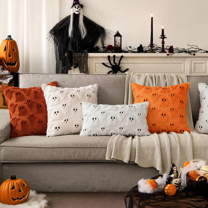 MIULEE Cute Ghost Halloween Pillow Covers 20x20 Inch Set of 2 White | Soft Plush Faux Fur Throw Pillows Spooky Fall Decorative Cushion Covers for Couch Sofa Bed Porch Living Room