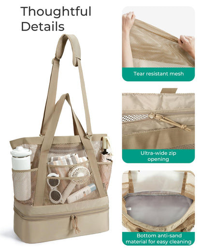 BAGSMART Beach Bag for Women, Large Beach Bag Swim Pool Bag