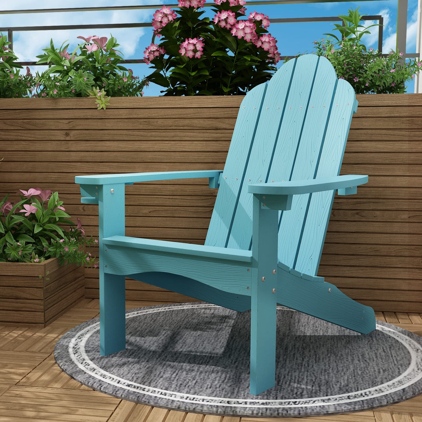LUE BONA HDPS Adirondack Chairs Set, Fire Pit Outdoor Chair Weather Resistant with Cup Holder, Modern Plastic Chair Plastic for Patio, Deck, Proch, 350LBS, 4 Set, Dark Brown