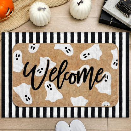 Tinideya 2 Pcs Halloween Door Mats Outdoor Layered Ghost Front Door Mat