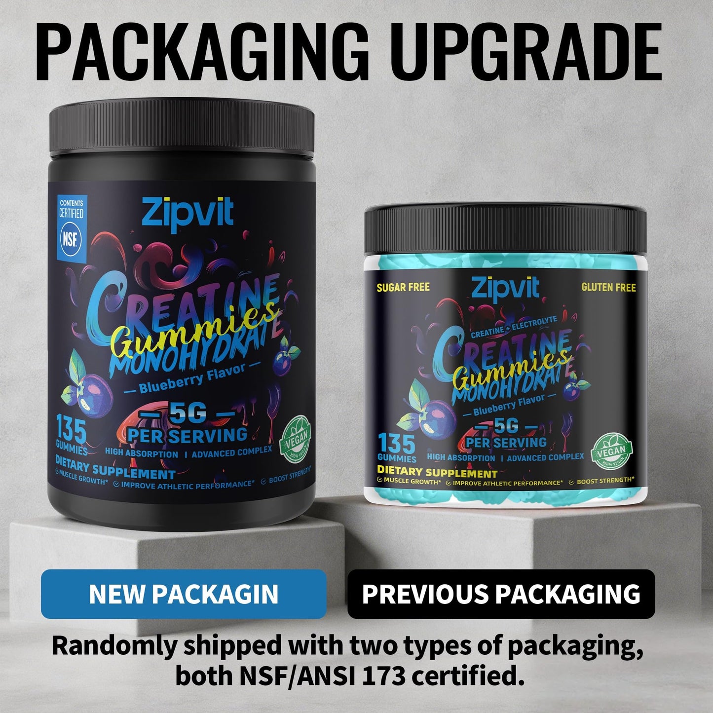 Creatine Monohydrate Gummies, NSF Certified Creatine Gummy, 5g Dose for Men & Women to Support Muscle, Strength, Recovery, Cognitive Health & Memory, Pineapple Flavor, 135 Gummies
