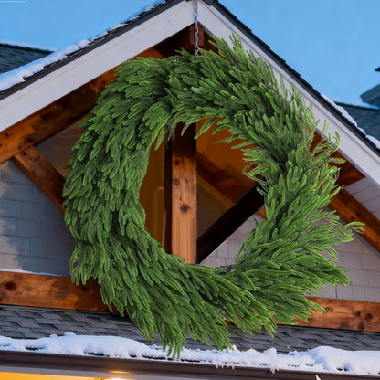 Wavwavw 48" Christmas Large Norfolk Pine Wreath for Front Door