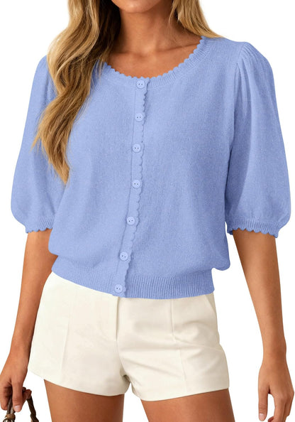 PRETTYGARDEN Women Short Sleeve Lightweight Knit Cardigans