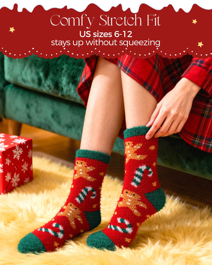 AIVEI Halloween Gifts Fuzzy Socks for Women Boo Spooky Basket Stuffers
