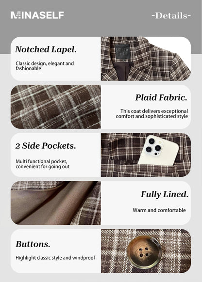 2026 Women's Fall Plaid Blazer Jacket