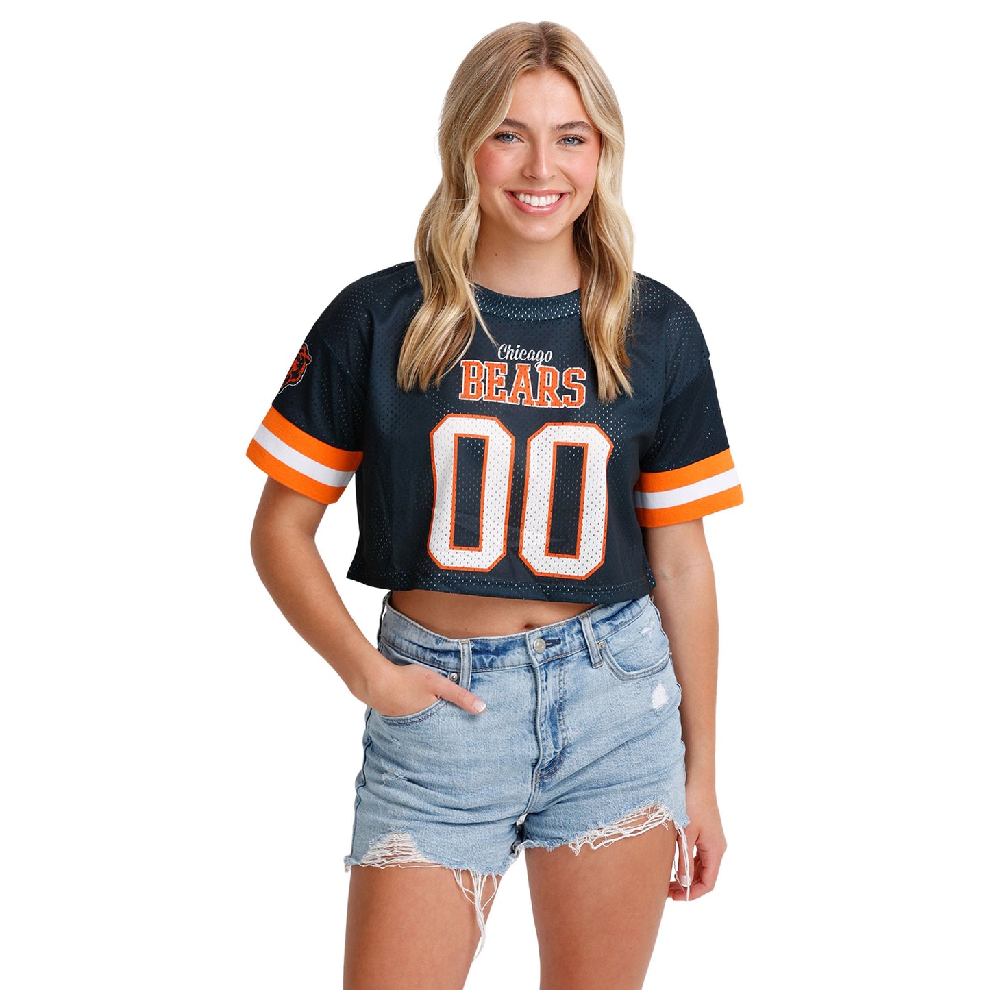 FOCO NFL Womens NFL Ladies Fashion Gameday Jersey Mesh Crop Top Shirt