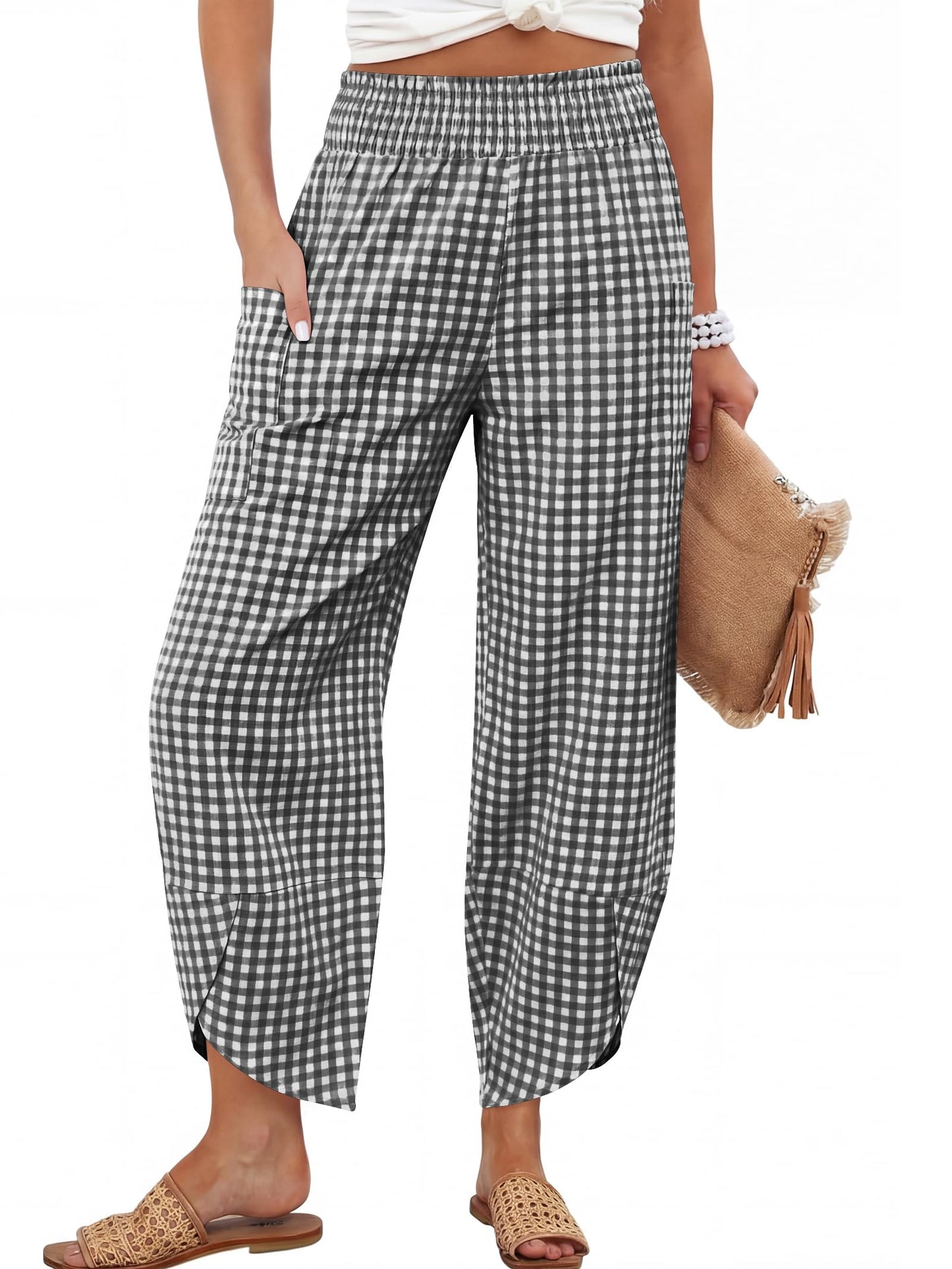 ANRABESS Womens Wide Leg Palazzo Capri Pants 2026 Summer Casual High Waisted Barrel Lounge Flowy Cropped Beach Work Trousers