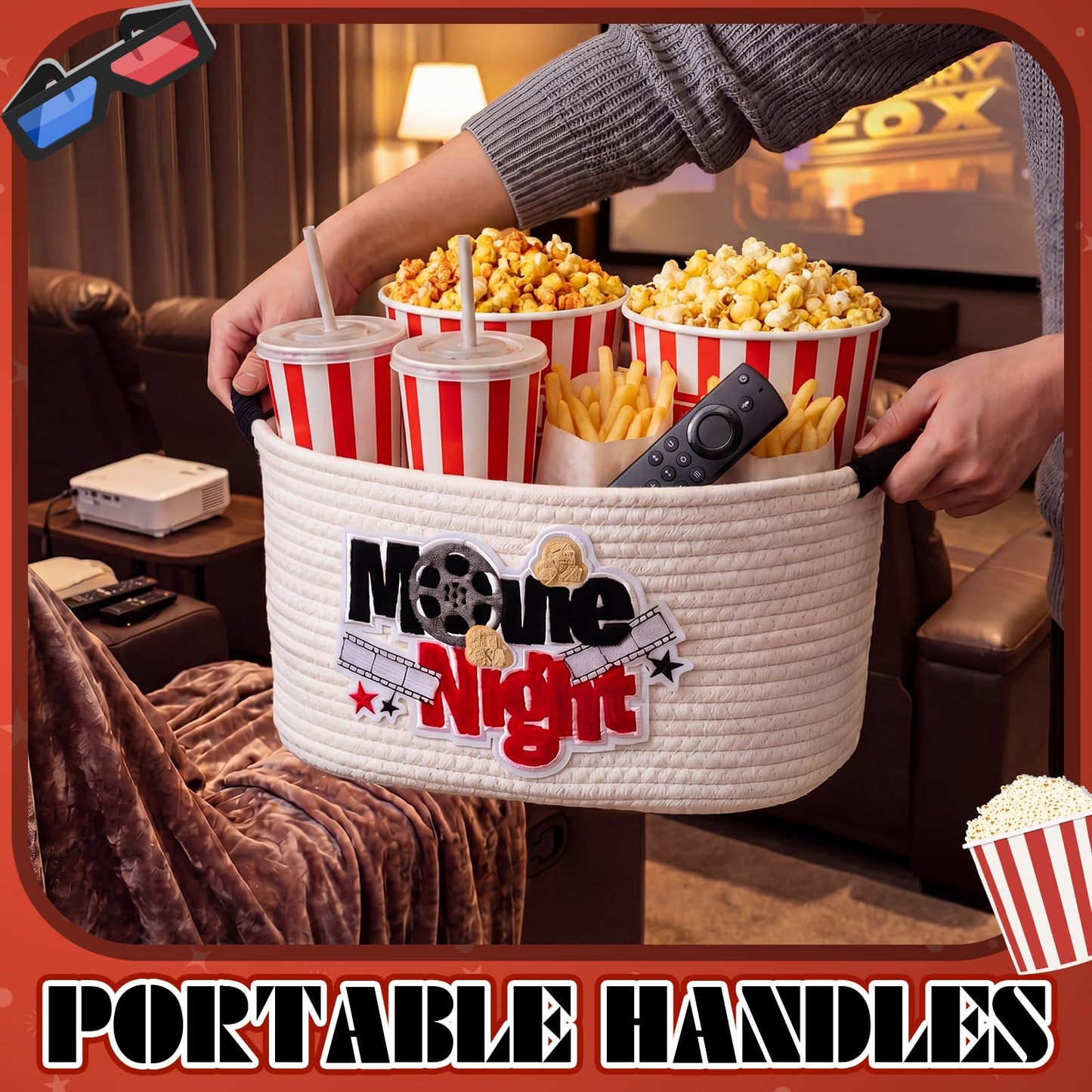 Yungyan Halloween Movie Night Supplies Snack Tray, Orange Gift Basket