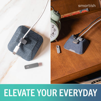 Smartish® Magnetic Cord Holder - Bigger Cable Wrangler Organizer with Magnet Clips for Charger Management on Desktop, Nightstand - Holds 6+ Cables - I'm Blushing