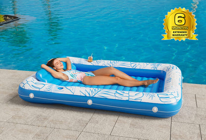 Inflatable Tanning Pool Lounger Float - Jasonwell 4 in 1 Sun Tan Tub Sunbathing Pool Lounge Raft Floatie Toys Water Filled Tanning Bed Mat Pad for Adult Blow Up Kiddie Pool Kids Ball Pit Pool (L)
