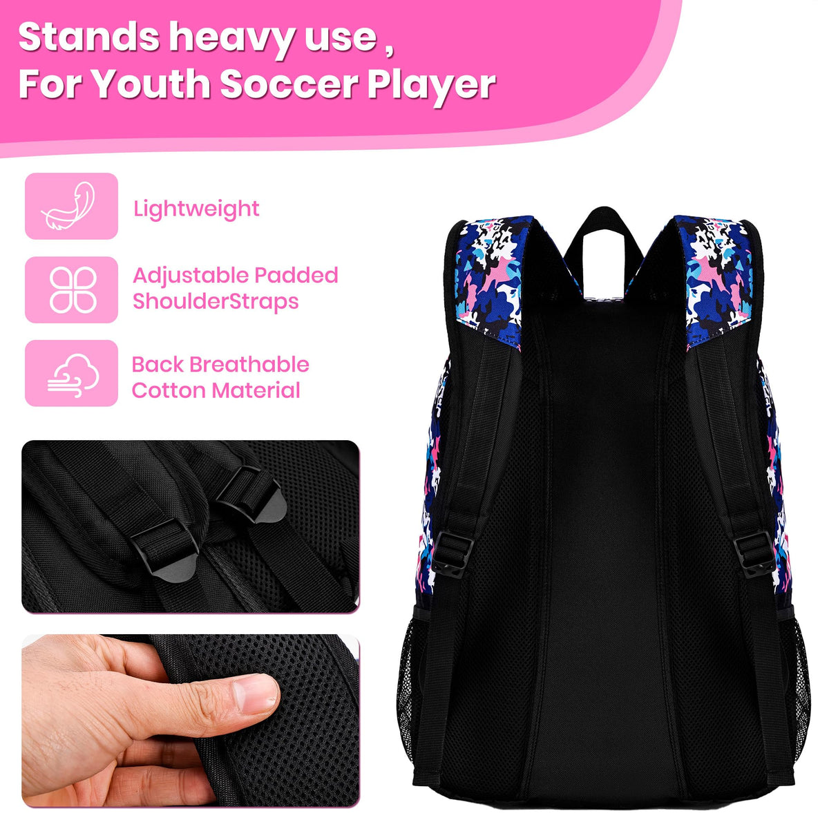 Hsmihair Soccer Bag,Youth Soccer Backpack with Ball and Cleat Compartment