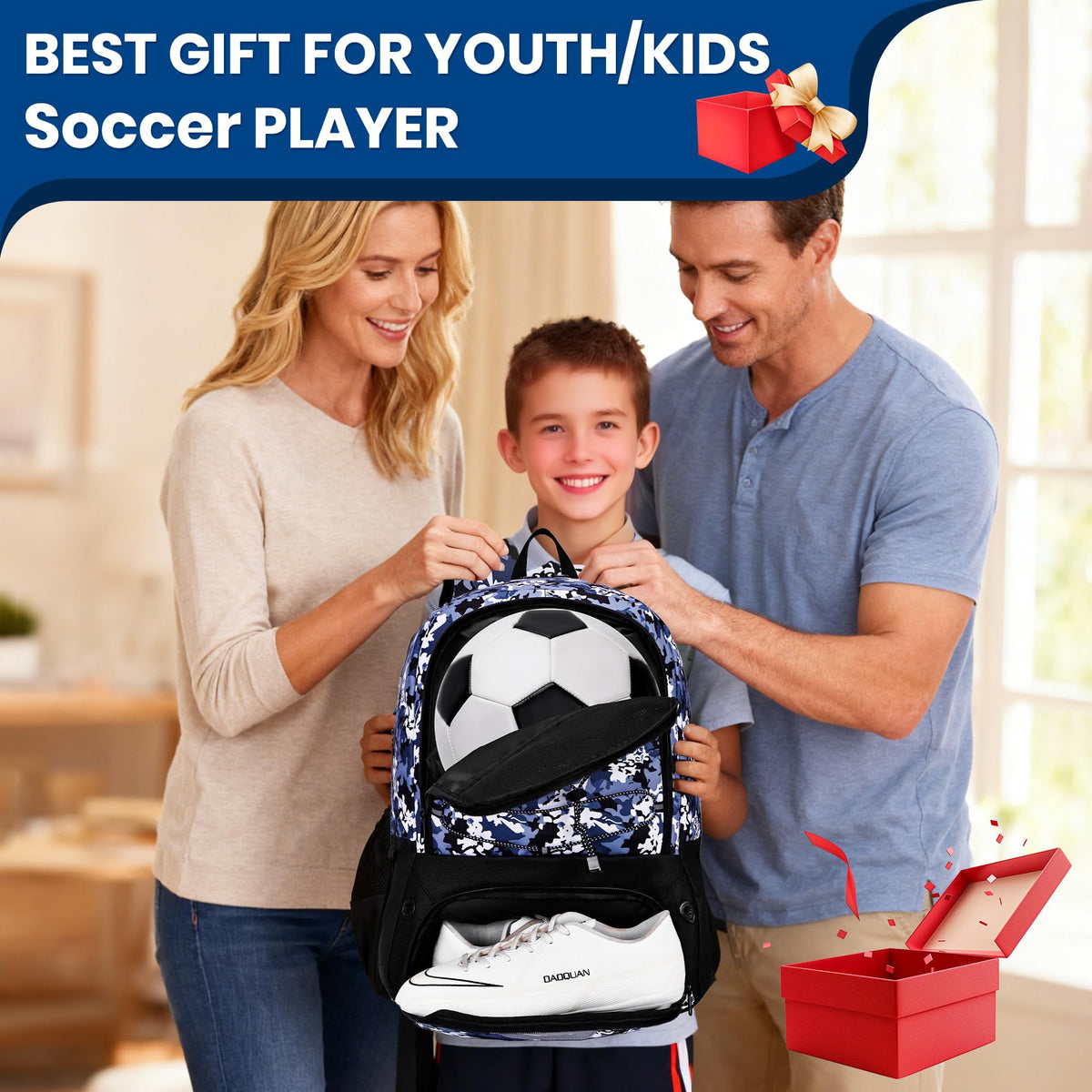 Hsmihair Soccer Bag,Youth Soccer Backpack with Ball and Cleat Compartment