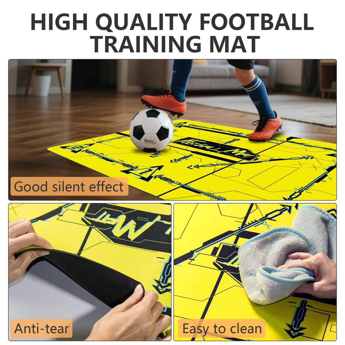 Soccer training mat,Soccer training equipment accessories for All Ages to Improve Speed Strength Agility and Coordination,Anti-Slip/Silent Mat