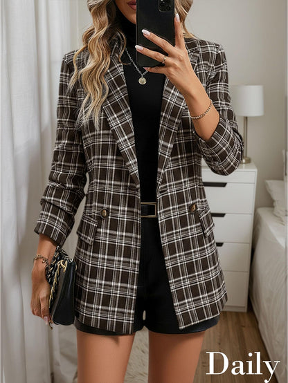 2026 Women's Fall Plaid Blazer Jacket