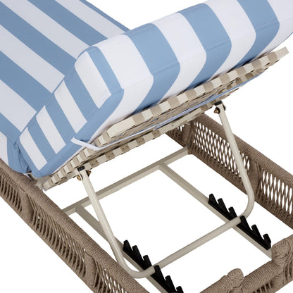 SAFAVIEH Outdoor - Gillian Chaise Lounge Chair - Tan & White - Steel and Woven Rope - Adjustable 5-Position Backrest - Ideal for Patio, Deck, Poolside, Backyard (PAT7527A)