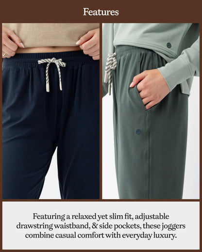 Cozy Earth Women's Studio Jogger Pants, Mid-Rise Lightweight Casual Joggers