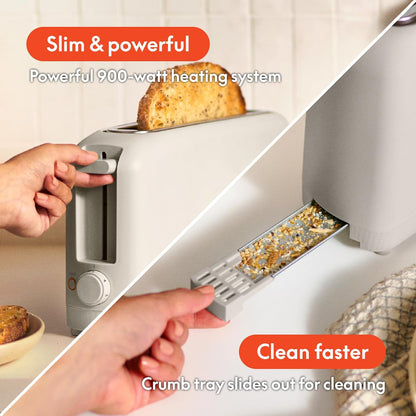 bella 2 Slice Slim Toaster, Fits-anywhere™ Kitchenware, 6 Setting Shade Control with Reheat & Cancel Buttons, Fits sourdough, 10” Long Slot, Anti Jam & Auto Shutoff, 900 Watt, Blossom
