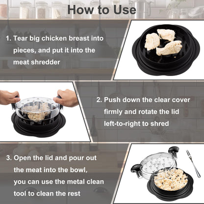 SURETIVIAN Chicken Shredder Tool Twist Large Chicken Breast Shredder with Brush&Fork, Visible Meat Shredder Machine, Anti-Slip Strip, Ergonomic Handle, BPA Free, Pork Beef Chicken(Hot Pink)