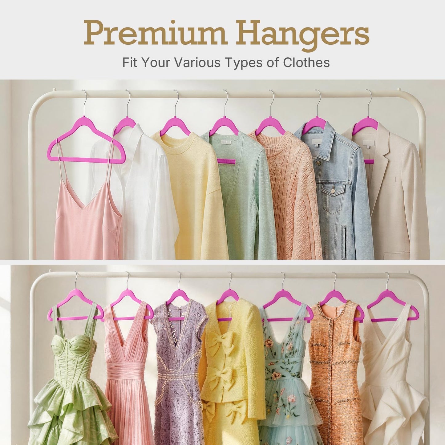 HOUSE DAY Black Velvet Hangers 60 Pack, Non Slip Clothes Felt Hanger Heavy Duty for Coat, Premium Slim Space Saving Suit Hangers for Closet Organizer, 360° Rotating Silver Hook