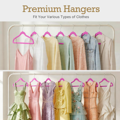 HOUSE DAY Black Velvet Hangers 60 Pack, Non Slip Clothes Felt Hanger Heavy Duty for Coat, Premium Slim Space Saving Suit Hangers for Closet Organizer, 360° Rotating Silver Hook