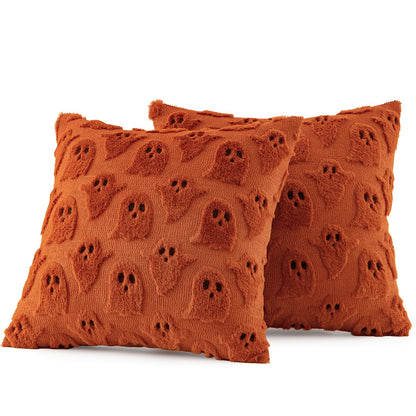 MIULEE Cute Ghost Halloween Pillow Covers 20x20 Inch Set of 2 White | Soft Plush Faux Fur Throw Pillows Spooky Fall Decorative Cushion Covers for Couch Sofa Bed Porch Living Room