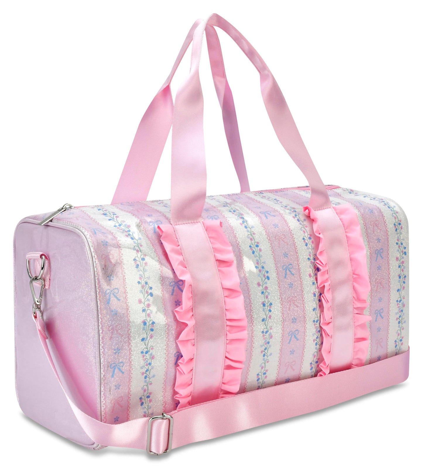 iscream 17" x 10" Duffle Bag with Double Handles, Removable, Adjustable Should Strap and Ruffle Accents - Vintage Vibes