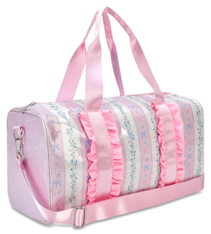iscream 17" x 10" Duffle Bag with Double Handles, Removable, Adjustable Should Strap and Ruffle Accents - Vintage Vibes