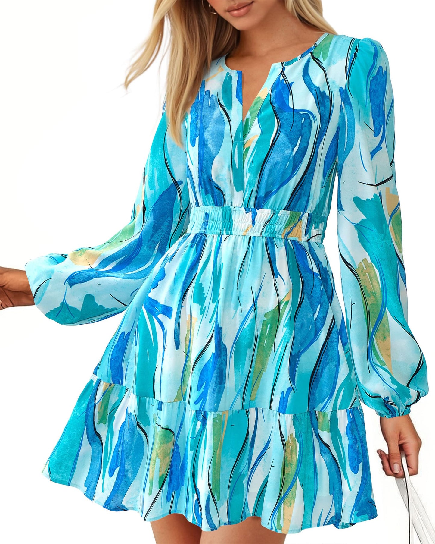 BTFBM Women’s Floral Long Sleeve Mini Dress