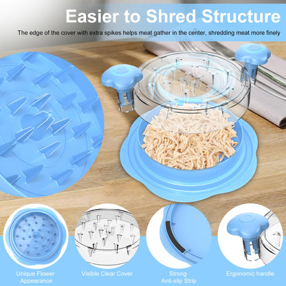 SURETIVIAN Chicken Shredder Tool Twist Large Chicken Breast Shredder with Brush&Fork, Visible Meat Shredder Machine, Anti-Slip Strip, Ergonomic Handle, BPA Free, Pork Beef Chicken(Hot Pink)