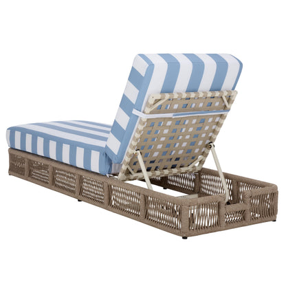SAFAVIEH Outdoor - Gillian Chaise Lounge Chair - Tan & White - Steel and Woven Rope - Adjustable 5-Position Backrest - Ideal for Patio, Deck, Poolside, Backyard (PAT7527A)