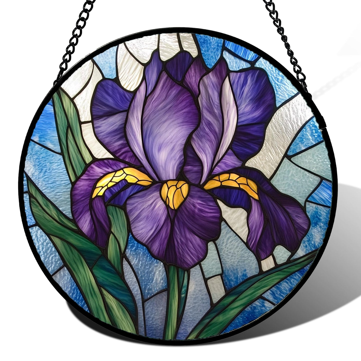 Stained Glass Window Hanging - Golden Christmas Tree Suncatcher for Doors Home Christmas Decoration Winter Sun Catcher Thanksgiving New Year Birthday Gifts for Women Men Mom Nana Girl 7.8 in