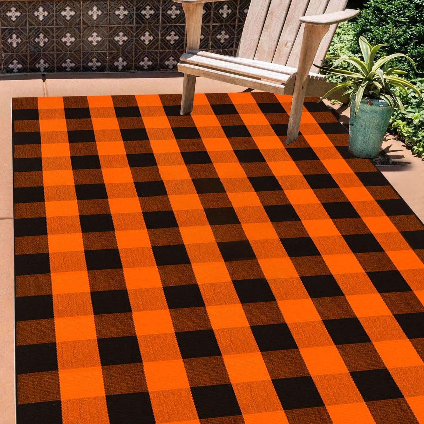 Christmas Door Mat Outdoor 35.4''x59'' Buffalo Plaid Christmas Decor Rug Cotton Hand-Woven Layered Door Mats Washable Carpet for Front Porch, Kitchen, Farmhouse, Entryway