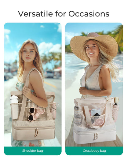 BAGSMART Beach Bag for Women, Large Beach Bag Swim Pool Bag