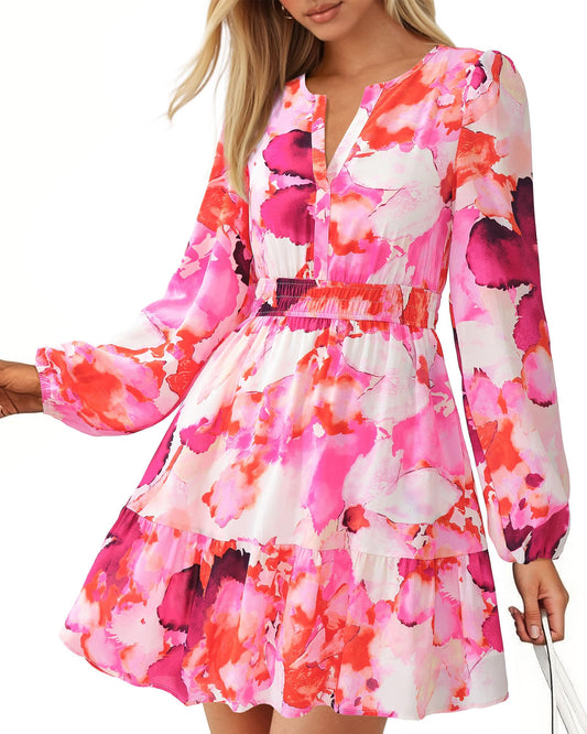 BTFBM Women’s Floral Long Sleeve Mini Dress