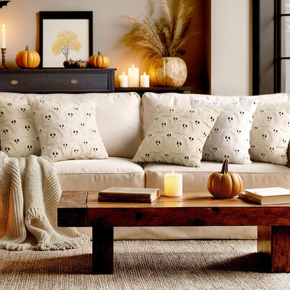 MIULEE Cute Ghost Halloween Pillow Covers 20x20 Inch Set of 2 White | Soft Plush Faux Fur Throw Pillows Spooky Fall Decorative Cushion Covers for Couch Sofa Bed Porch Living Room