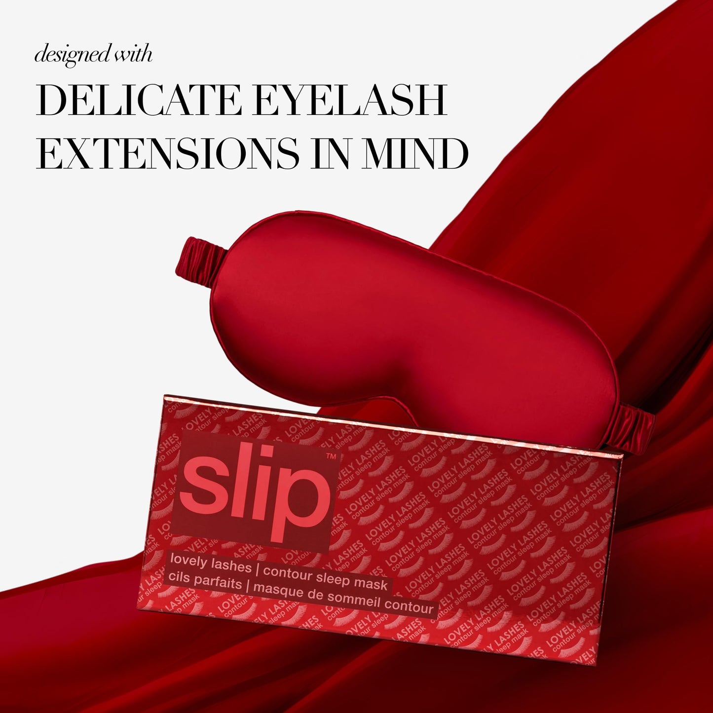 slip Pure Silk Contour Sleep Mask: Protect Your Delicate Lashes with Our Innovative, Lash-Friendly Design. Experience Uninterrupted Beauty Sleep with Slipsilk™ Comfort, 1 Contour Mask, Scarlet