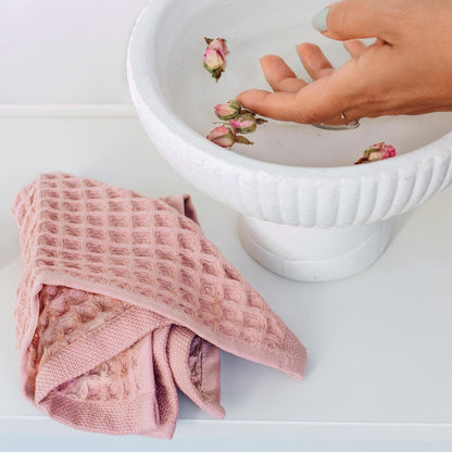 sea me at home Waffle Hand Towel – 100% Turkish Cotton, Quick-Dry, Soft and Absorbent Bathroom Towel (White)
