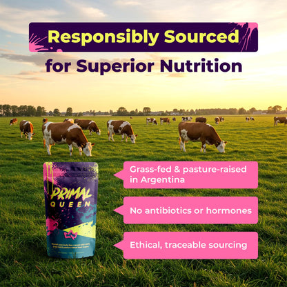 Primal Queen Female-Optimized Beef Organ Superfood Supplement (Beef Liver, Kidney, Heart, & 3 More) - 100% Grass Fed, Pasture Raised - 3rd Party & Clinically Tested
