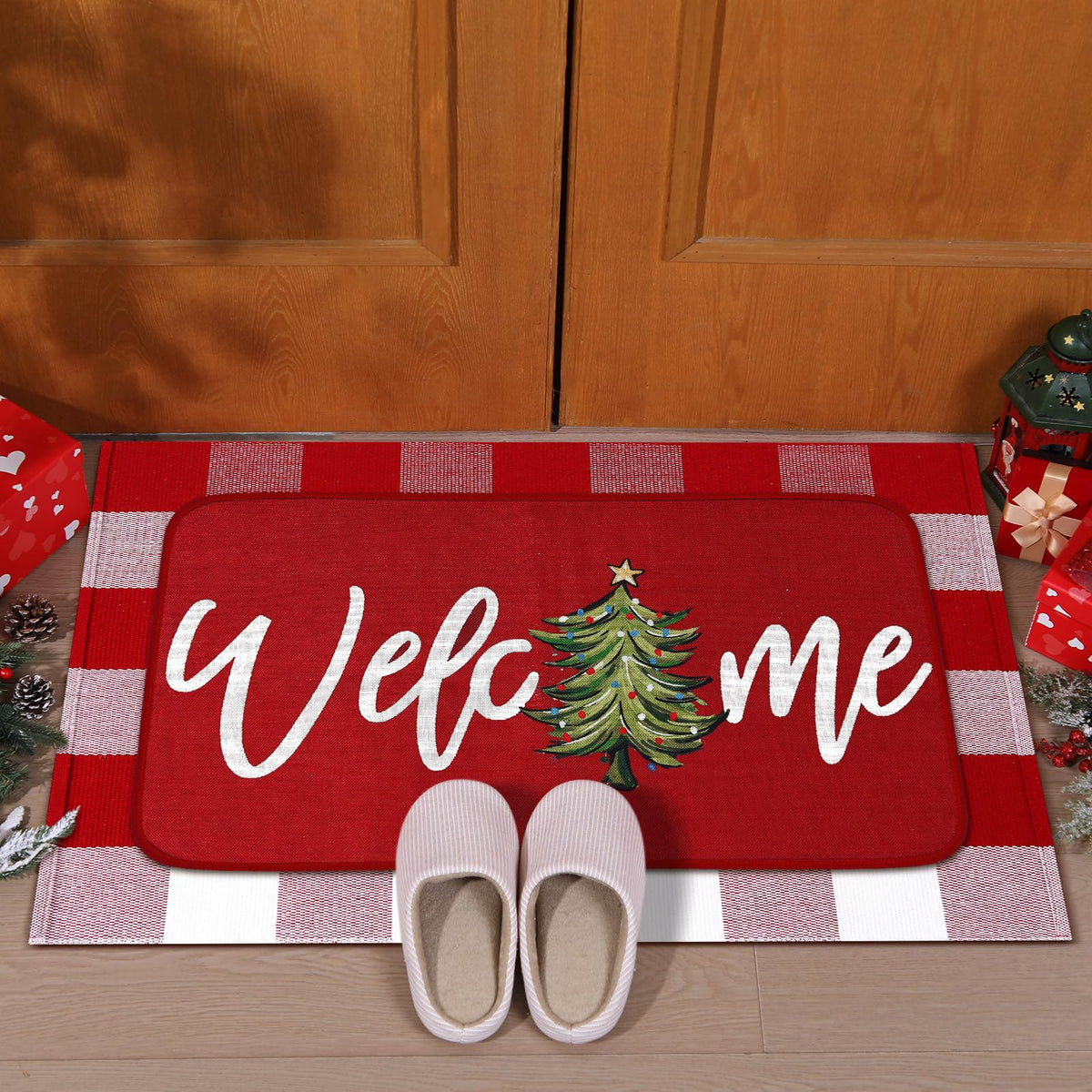 Tinideya 2 Pcs Halloween Door Mats Outdoor Layered Ghost Front Door Mat