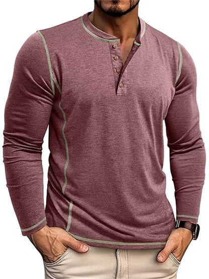 Men's Full Size Casual Button Detail Long Sleeve T-Shirt Plus Size