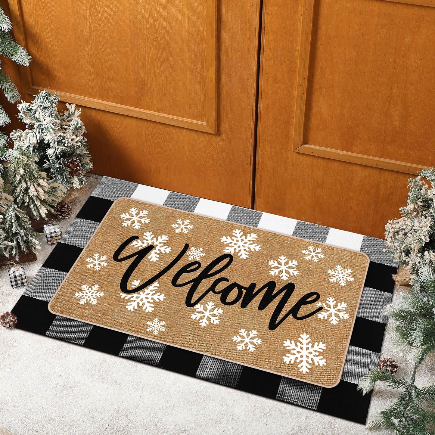 Tinideya 2 Pcs Halloween Door Mats Outdoor Layered Ghost Front Door Mat