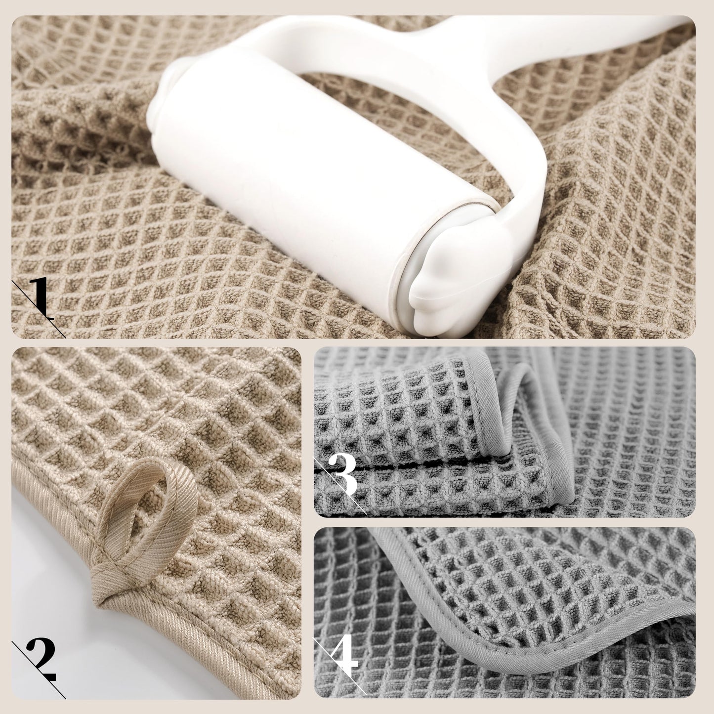 POLYTE 430 GSM Microfiber Oversize Quick Dry Lint Free Bath Towel, 60 x 30 in, 4 Pack (Waffle Weave)